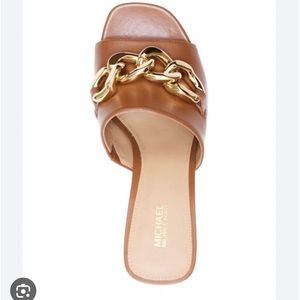 MICHAEL MICHAEL KORS Womens Chain Scarlett Slip On Heeled Sandal 6 M